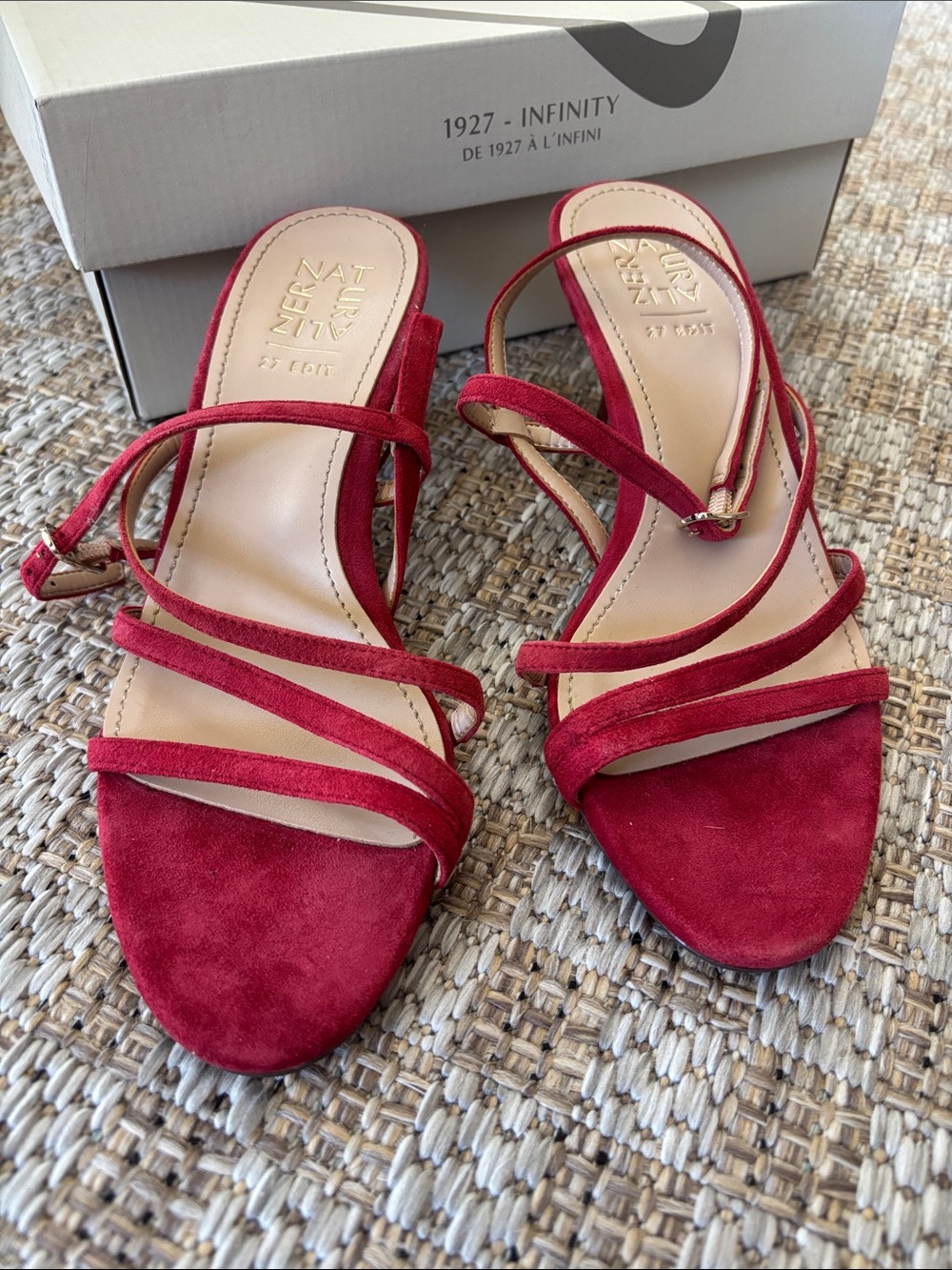 Naturalizer Red Suede Strappy Heels 8.5 NIB
